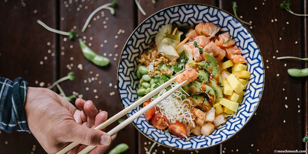Asian bowl with food