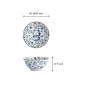 Preview: Rice Bowl Kawaii Lucky Cat Neko Blue (White/Blue), Porcelain, Ø 14.8 × 7 cm, 500 ml, Item No. 15427