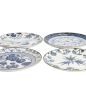 Preview: Plate Set Flora Japonica Blue/White in a gift box, 4 pcs., Porcelain, Ø 16 × 2 cm, Item No. 16851