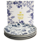 Preview: Tokyo Design Studio Plate Set Flora Japonica Blue/White in a gift box, 4 pcs., Porcelain, Ø 25.7 × 3 cm