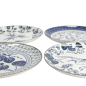 Preview: Plate Set Flora Japonica Blue/White in a gift box, 4 pcs., Porcelain, Ø 25.7 × 3 cm, Item No. 16853