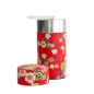 Preview: TDS, Tea Container S.S., 7.4x15.5cm, 200gr, Red Flower, item No.: 17321