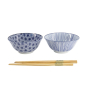 Preview: Tayo Bowl Gift Set with Chopsticks Nippon Blue (Blue/White), Porcelain, Ø 15.2 × 6.7 cm, 500 ml, Item No. 17951