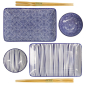 Preview: Sushi Set Nippon Blue Lines-Dots White, 6 pcs., Porcelain, Item No. 17991