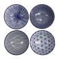 Preview: Rice Bowl Set Nippon Blue, 4 pcs., Porcelain, Ø 12 × 6.4 cm, 300 ml, Item No. 18353