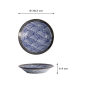 Preview: Bowl Aisai Seigaiha Blue, Stoneware, Ø 20.2 × 4 cm, Item No. 18578