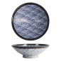 Preview: Tokyo Design Studio Schale Aisai Seigaiha Blau, Steinzeug, Ø 24,5 × 8 cm, 1,4 l