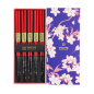 Preview: TDS, Chopstick Set, Red Black Flower, 5 pair, 22,5 cm, Item No. 18617