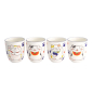 Preview: Becher-Set Kawaii Lucky Cat Weiß, 4-tlg., Porzellan, Ø 7 × 8 cm, 170 ml, Art.-Nr. 21774