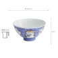 Preview: TDS, Rice Bowl, Kawaii Karakusa Lucky Cat, Blue, Ø 11.5 x 6 cm, 300ml - Item No. 22250