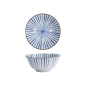 Preview: Tokyo Design Studio Tayo Bowl Natsu Tokusa Blue/White, Porcelain, Ø 15.2 × 6.7 cm, 500 ml