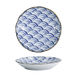 Preview: Tokyo Design Studio Plate Natsu Nami Blue/White, Porcelain, Ø 22 × 4 cm