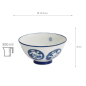 Preview: TDS, Rice Bowl, Kawaii, Daruma, Blue/White, Ø 11.5x6cm 300ml, Item No. 33209