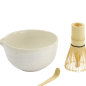 Preview: TDS, Matcha Bowl Giftset, 3-piece set, 13x7.2cm, White, Item No. 34062