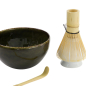 Preview: TDS, Matcha Bowl Giftset, 4-piece set, 14.5 x 6.5 cm, Amano Oribe Green, Item No. 34082