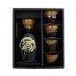 Preview: TDS, Sake Set 1:4, 5-tlg., Tenmoku Kessho, Ø 8,5x14cm 360ml + Ø 5,4x3,4cm 40ml, Art.-Nr. 34305