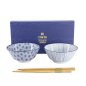 Preview: Tokyo Design Studio Tayo-Schalen-Geschenkset mit Essstäbchen Nippon Blue (Blau/Weiß), Porzellan, Ø 15,2 × 6,7 cm, 500 ml