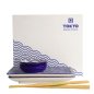 Preview: Tokyo Design Studio Sushi-Set Nippon Blue Lines-Dots Weiß, 6-tlg., Porzellan