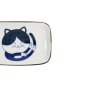 Preview: Rechteckiger Teller Kawaii Cat Neko D Blau/Weiß, Porzellan, 16,3 × 10,2 cm, Art.-Nr. 33495