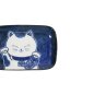 Preview: Rechteckiger Teller Kawaii Cat Neko F Blau/Weiß, Porzellan, 16,3 × 10,2 cm, Art.-Nr. 33501