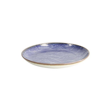Plate Seigaiha Blue/Brown, Porcelain, Ø 21.5 × 3 cm, Item No. 14209