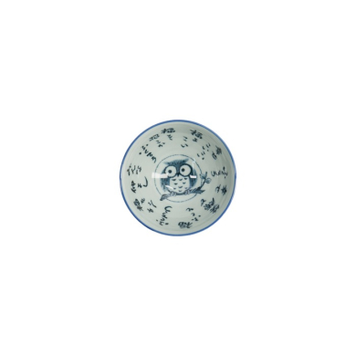 Bowl Kawaii Owl White/Blue, Porcelain, Ø 11.5 × 6 cm, 300 ml, Item No. 14340