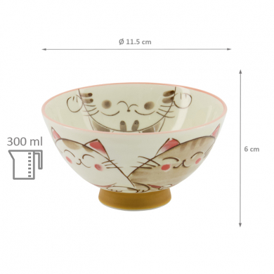 TDS, Bowl, Kawaii Cat Neko, Ø 11.5 x 6 cm 300 ml - Item No. 14342