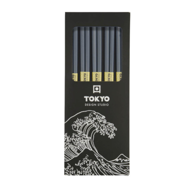 TDS, Chopstick Set, Bamboo Grey, 5 pair, Item No. 14463