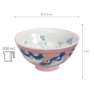 TDS, Bowl, Kawaii Fish, Pink, Ø 11.2 x 6 cm, 300 ml - Item No. 14971