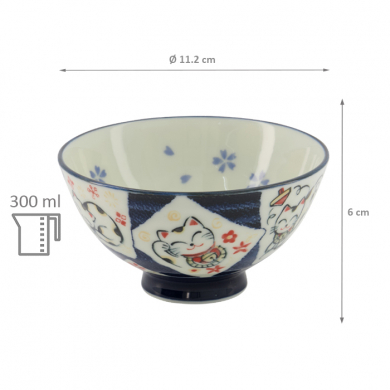 TDS, Bowl, Kawaii Cat Neko, Blue, Ø 11.2 x 6 cm, 300 ml - Item No. 14972