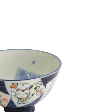 Bowl Kawaii Cat Neko Blue, Porcelain, Ø 11.2 × 6 cm, 300 ml, Item No. 14972