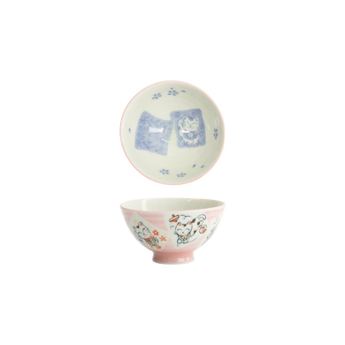 Tokyo Design Studio Bowl Kawaii Cat Neko Pink, Porcelain, Ø 11.2 × 6 cm, 300 ml