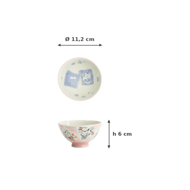 Bowl Kawaii Cat Neko Pink, Porcelain, Ø 11.2 × 6 cm, 300 ml, Item No. 14973