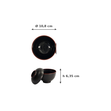 Bowl with Lid, ABS Lacquerware, Ø 10,8 cm, Item No. 14974
