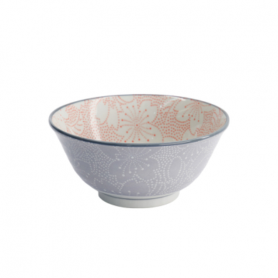 TDS, Tayo Bowl, Mixed Bowls Sakura, Red/Grey, Ø 14.8x6.8cm 500ml - Item No. 15465