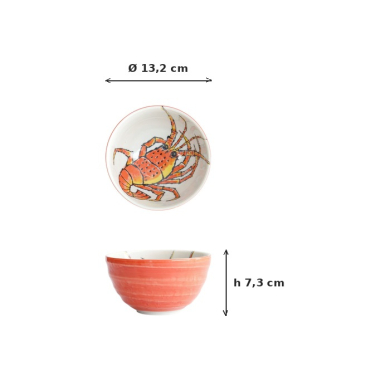 Bowl Seafood Lobster Red, Porcelain, Ø 13.2 × 7.3 cm, 500 ml, Item No. 15485