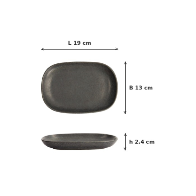 Sushi Plate Onyx Noir Black, Stoneware, 19 × 13 cm, Item No. 15546