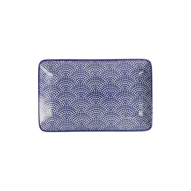 Sushi-Platte Nippon Blue Dots Blau/Weiß, Porzellan, 21 × 13,5 cm, Art.-Nr. 15606
