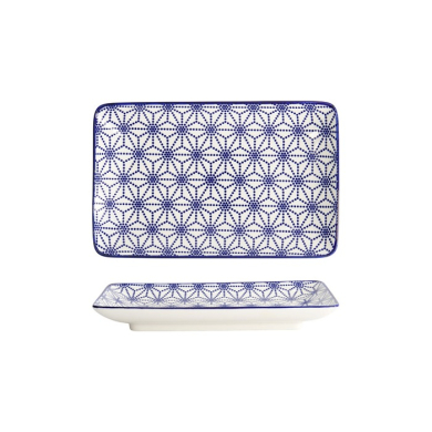 Tokyo Design Studio Sushi-Platte Nippon Blue Stars Blau/Weiß, Porzellan, 21 × 13,5 cm