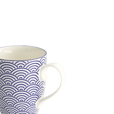 Tasse Nippon Blue Waves Blau/Weiß, Porzellan, Ø 8,5 × 10,2 cm, 380 ml, Art.-Nr. 15622