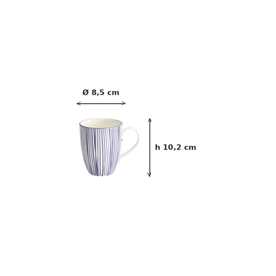 Mug Nippon Blue Lines Blue/White, Porcelain, Ø 8.5 × 10.2 cm, 380 ml, Item No. 15627
