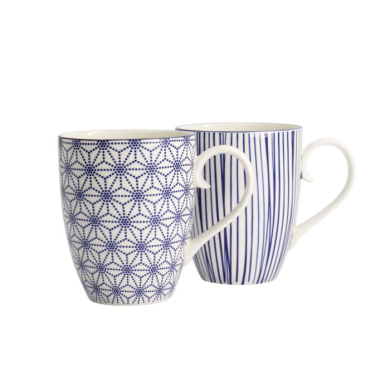 Mug Set Nippon Blue Blue/White, 2 pcs., Porcelain, Ø 8.5 × 10.2 cm, 380 ml, Item No. 15650