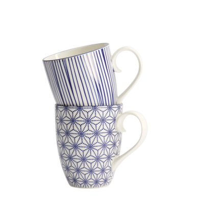 Mug Set Nippon Blue Blue/White, 2 pcs., Porcelain, Ø 8.5 × 10.2 cm, 380 ml, Item No. 15650