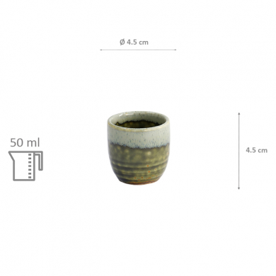 TDS, Sake-Cup, 4.5 x 4.5 cm, 50 ml, White/Green - Item No. 15848