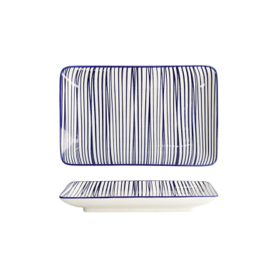 Tokyo Design Studio Sushi-Platte Nippon Blue Lines Blau/Weiß, Porzellan, 21 × 13,5 cm