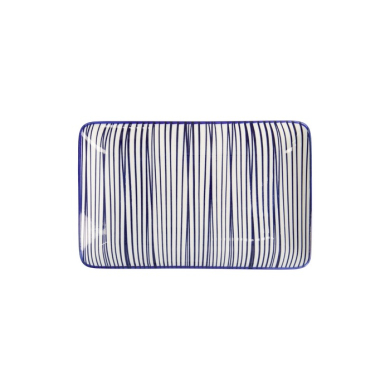 Sushi-Platte Nippon Blue Lines Blau/Weiß, Porzellan, 21 × 13,5 cm, Art.-Nr. 15986