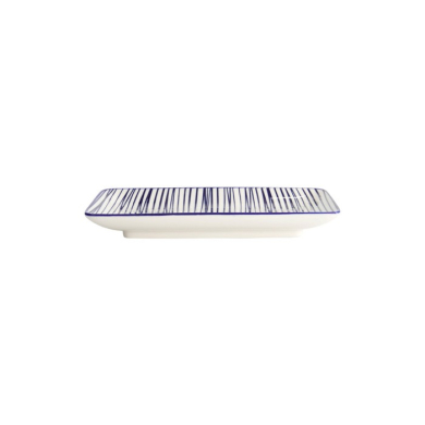 Sushi-Platte Nippon Blue Lines Blau/Weiß, Porzellan, 21 × 13,5 cm, Art.-Nr. 15986