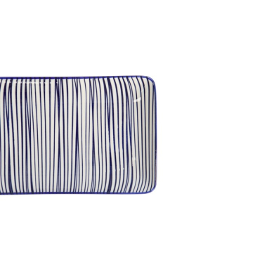 Sushi-Platte Nippon Blue Lines Blau/Weiß, Porzellan, 21 × 13,5 cm, Art.-Nr. 15986
