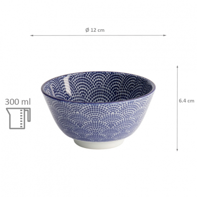 TDS, Rice Bowl, Nippon Blue, Dots, Ø 12 x 6.4 cm 300 ml - Item No. 16001