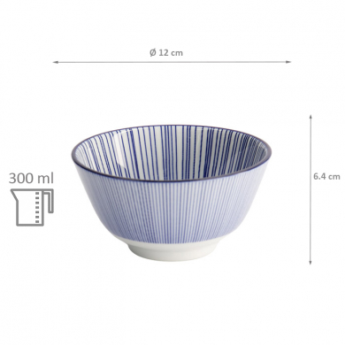 TDS, Reis-Schale, Nippon Blue, Lines, Ø 12 x 6,4 cm 300 ml - Art Nr. 16003